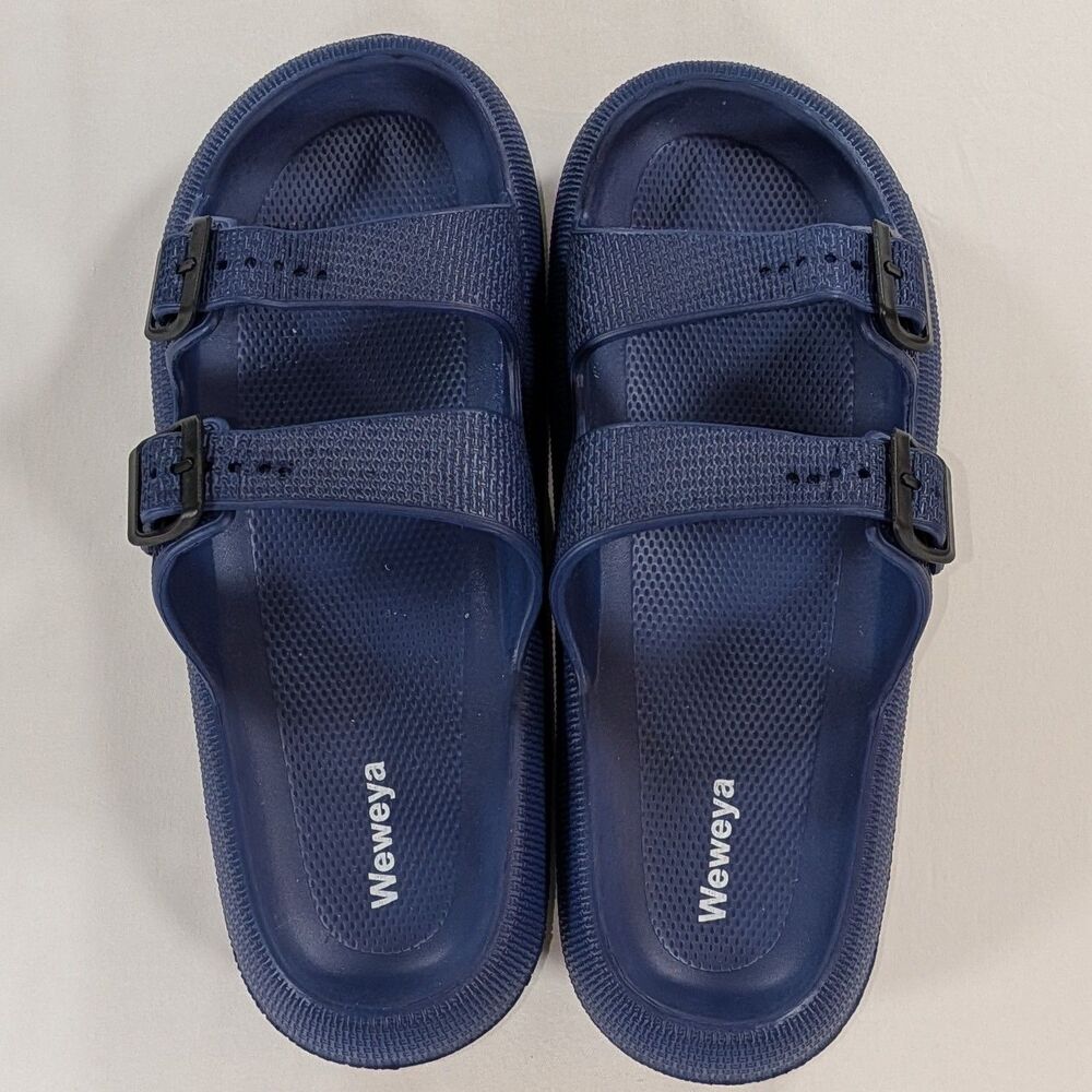 Weweya Blue Sandals 48-49 Dbl Buckle Slides Men 14-15